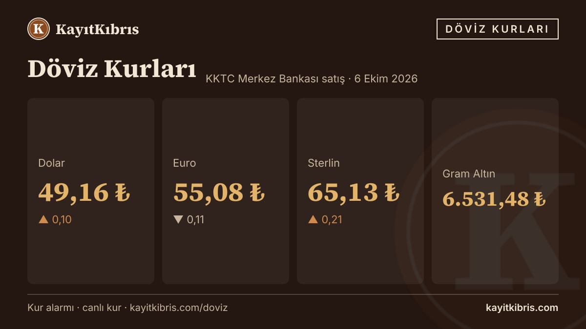 Dolar 49,16 TL'ye yükseldi — euro 55,08 TL (6 Ekim 2026)