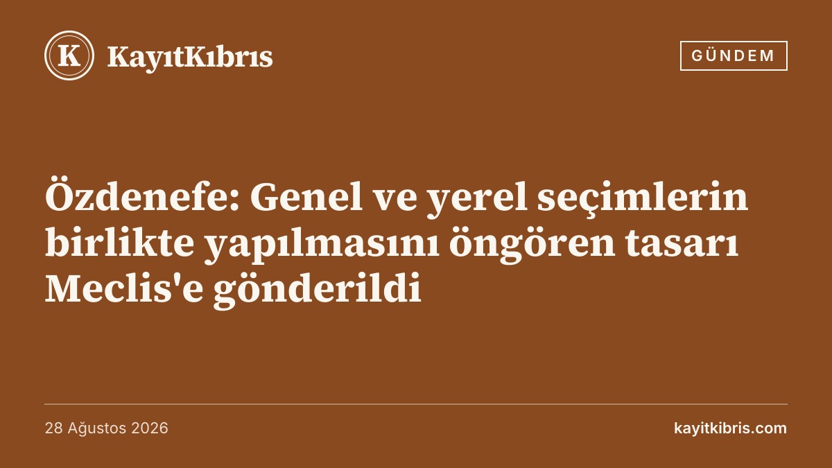 Özdenefe: Genel ve yerel seçimlerin birlikte yapılmasını öngören tasarı Meclis'e gönderildi
