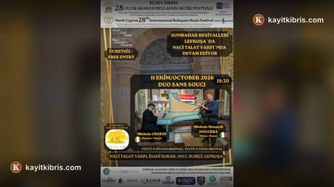 28. Bellapais Müzik Festivali sonbahar resitalleri 11 Ekim'de Lefkoşa'da