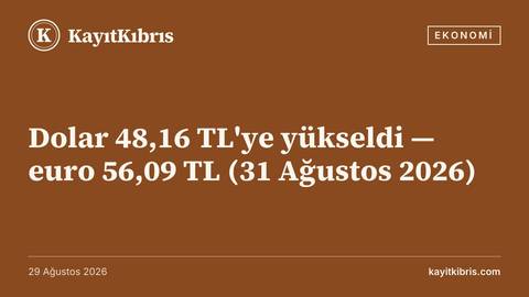 Dolar 48,16 TL'ye yükseldi — euro 56,09 TL (31 Ağustos 2026)