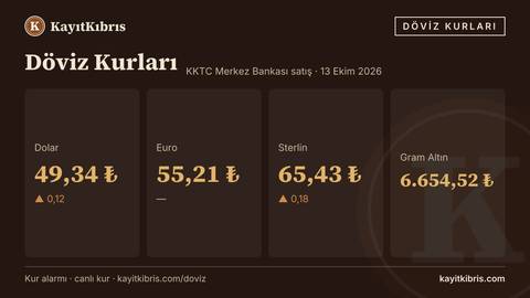 Dolar 49,34 TL'ye yükseldi — euro 55,21 TL (13 Ekim 2026)