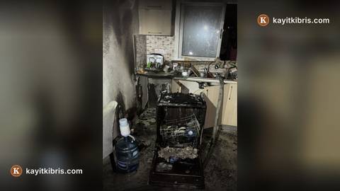 Gönyeli'de bulaşık makinesinin kısa devre yapması yangın çıkardı