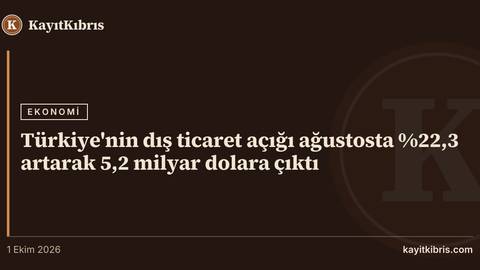 Türkiye'nin dış ticaret açığı ağustosta %22,3 artarak 5,2 milyar dolara çıktı