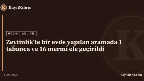 Zeytinlik'te bir evde yapılan aramada 1 tabanca ve 16 mermi ele geçirildi